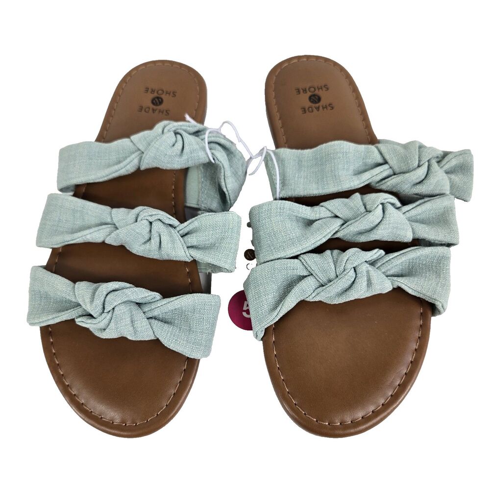 Shade & Shore Women's Size 5 Maddie Sandal Green Flat‎ New